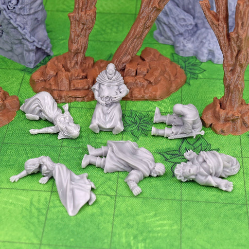 Dnd miniature set of Dead NPCs 3D Printed unpainted figures for tabletop wargaming-Miniature-Dark Realms- GriffonCo Shoppe