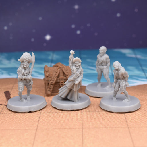 dnd Miniatures set of zombie pirates figures for tabletop wargaming terrain game-Miniature-EC3D- GriffonCo Shoppe