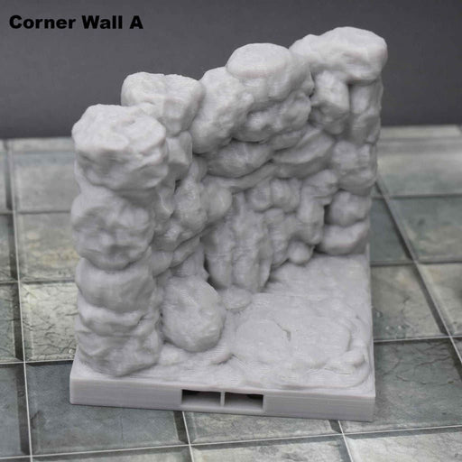 dnd Tiles DragonLock - Cavern - Wall Corner is 3D Printed for Tabletop-Terrain Tiles-Fat Dragon Games- GriffonCo Shoppe