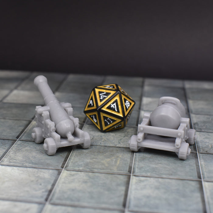 Dnd Miniature Figure Cannon and Mortar for tabletop wargaming-Scatter Terrain-Korte- GriffonCo Shoppe