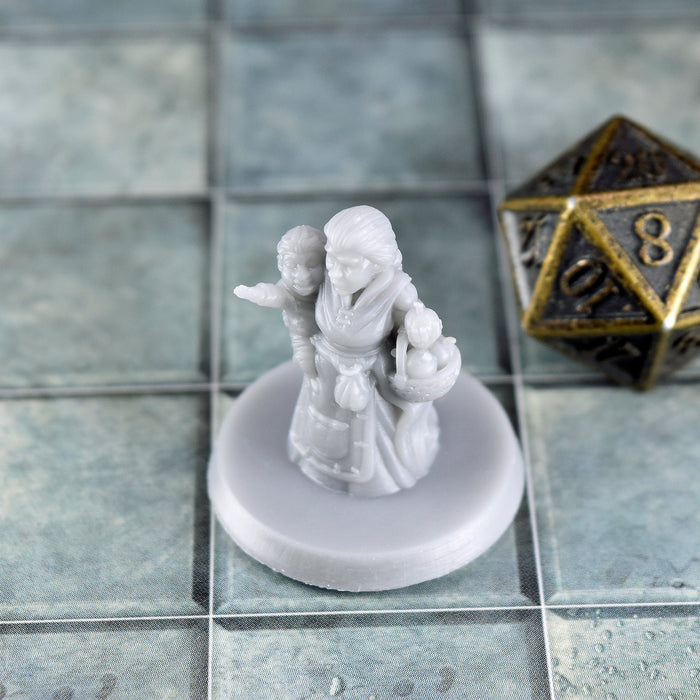Dnd accessories Dwarf Mother and Child dnd miniature for tabletop wargames is 3D printed-Miniature-EC3D- GriffonCo Shoppe