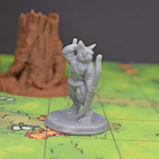 Dnd miniature Catfolk Archer is 3D Printed for tabletop wargaming minis and dnd figures-Miniature-Brite Minis- GriffonCo Shoppe