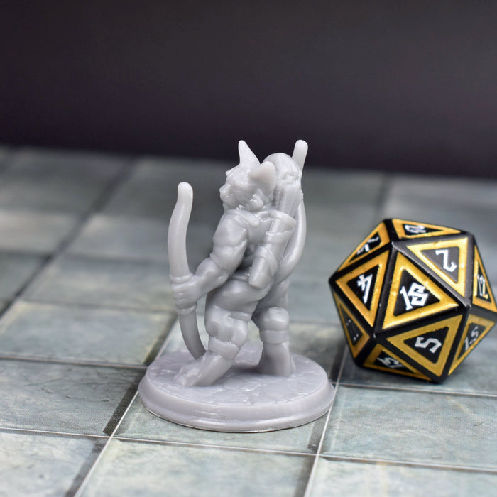 Dnd miniature Catfolk Archer is 3D Printed for tabletop wargaming minis and dnd figures-Miniature-Brite Minis- GriffonCo Shoppe