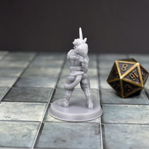 Dnd miniature Female Tiefling Fighter is 3D Printed for tabletop wargaming minis and dnd figures-Miniature-Brite Minis- GriffonCo Shoppe
