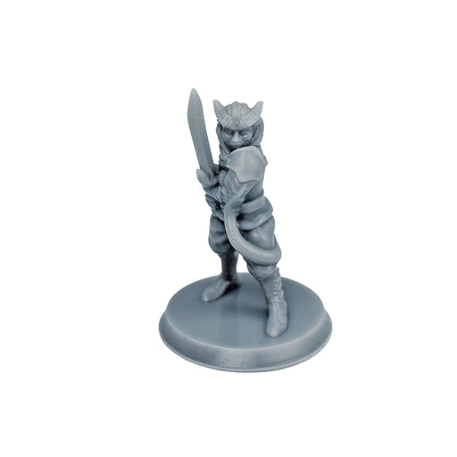 Dnd miniature Female Tiefling Fighter is 3D Printed for tabletop wargaming minis and dnd figures-Miniature-Brite Minis- GriffonCo Shoppe