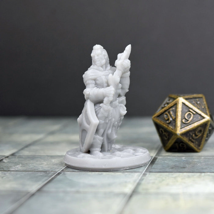 Dnd miniature Human Fighter Cleaning Sword is 3D Printed for tabletop wargaming minis and dnd figures-Miniature-Arbiter- GriffonCo Shoppe