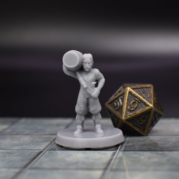 Dnd miniature Pirate Carrying Barrel is 3D Printed for tabletop wargaming minis and dnd figures-Miniature-EC3D- GriffonCo Shoppe