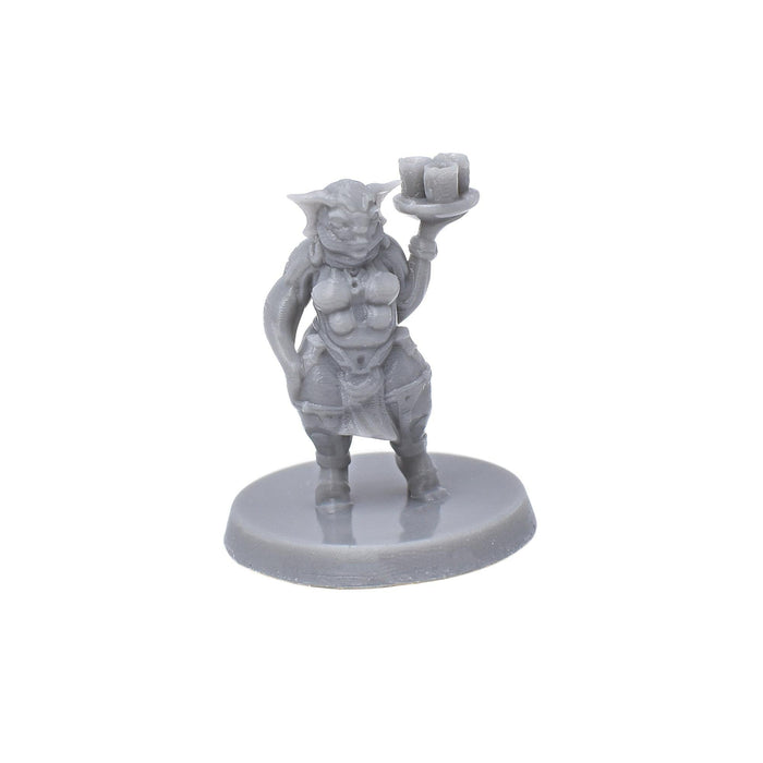 Dnd miniature Sci-Fi Alien Waitress Bertrard is 3D Printed for tabletop wargaming minis and dnd figures-Miniature-EC3D- GriffonCo Shoppe
