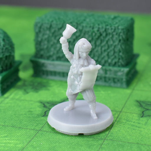 Dnd miniature Villager Crier for tabletop wargaming is 3D printed-Miniature-EC3D- GriffonCo Shoppe