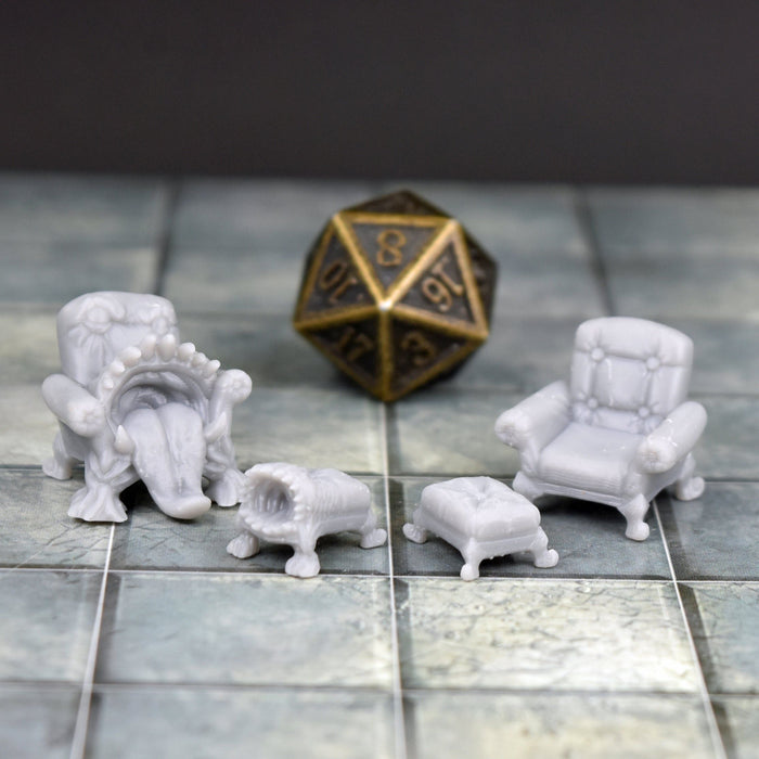 Dnd miniature set of Armchair and Footrest Mimics 3D Printed unpainted figures for tabletop wargaming-Miniature-Korte- GriffonCo Shoppe