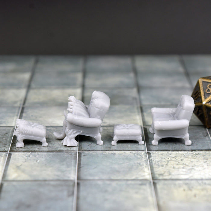 Dnd miniature set of Armchair and Footrest Mimics 3D Printed unpainted figures for tabletop wargaming-Miniature-Korte- GriffonCo Shoppe