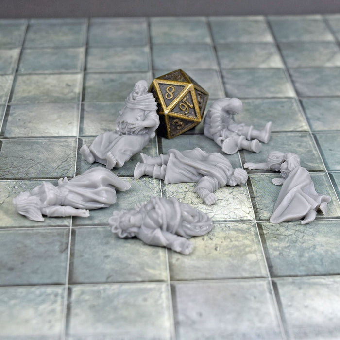 Dnd miniature set of Dead NPCs 3D Printed unpainted figures for tabletop wargaming-Miniature-Dark Realms- GriffonCo Shoppe