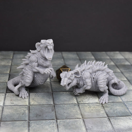 Dnd miniature set of Dire Rats 3D Printed unpainted figures for tabletop wargaming-Miniature-Duncan Shadow- GriffonCo Shoppe