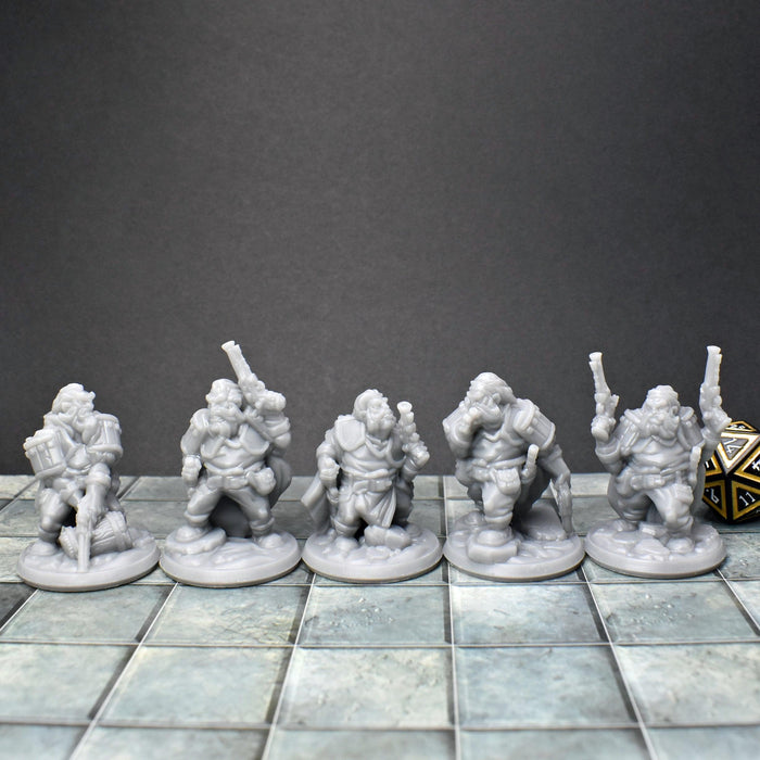 Dnd miniature set of Dwarven Gunners 3D Printed unpainted figures for tabletop wargaming-Miniature-Arbiter- GriffonCo Shoppe