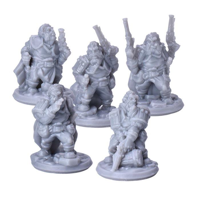 Dnd miniature set of Dwarven Gunners 3D Printed unpainted figures for tabletop wargaming-Miniature-Arbiter- GriffonCo Shoppe