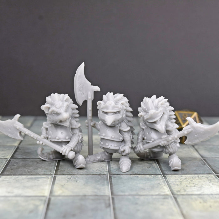 Dnd miniature set of Hedgehog Halberd Guards 3D Printed unpainted figures for tabletop wargaming-Miniature-Duncan Shadow- GriffonCo Shoppe