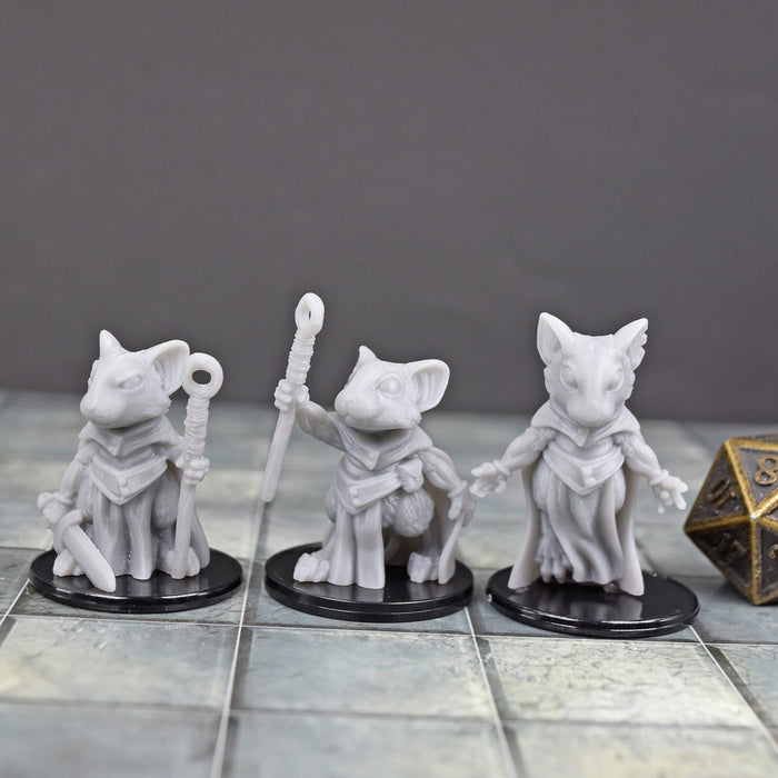 Dnd miniature set of Mouse Sorcerers 3D Printed unpainted figures for tabletop wargaming-Miniature-Duncan Shadow- GriffonCo Shoppe