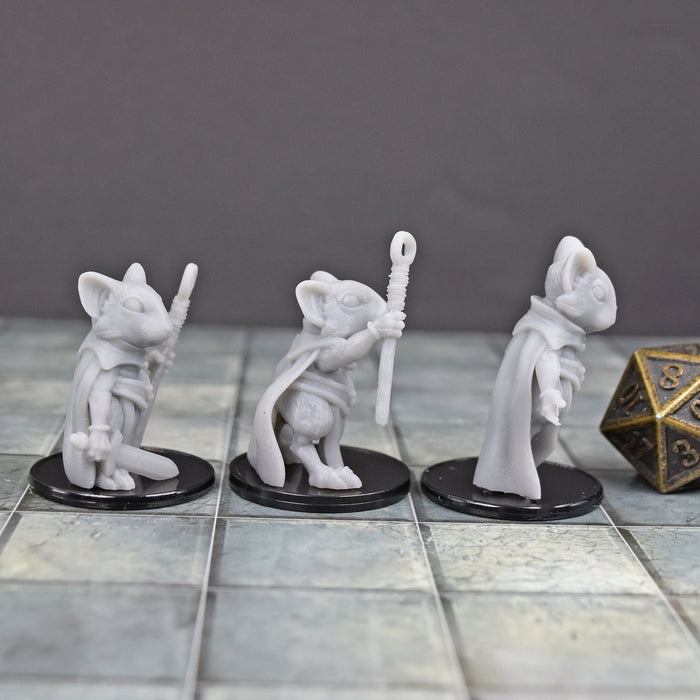 Dnd miniature set of Mouse Sorcerers 3D Printed unpainted figures for tabletop wargaming-Miniature-Duncan Shadow- GriffonCo Shoppe