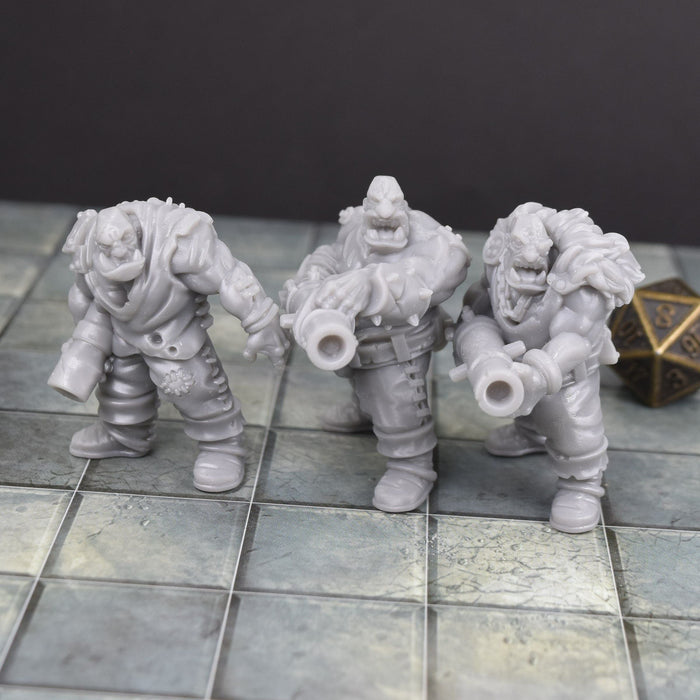 Dnd miniature set of Ogres holding Cannons 3D Printed unpainted figures for tabletop wargaming-Miniature-Duncan Shadow- GriffonCo Shoppe