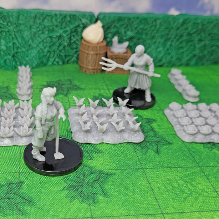 Dnd miniature set of Peasant Farmer Villagers 3D Printed unpainted figures for tabletop wargaming-Miniature-Vae Victis- GriffonCo Shoppe