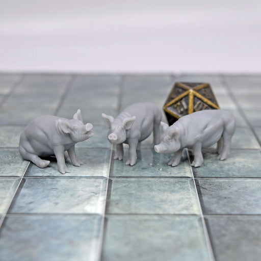 Dnd miniature set of Pigs 3D Printed unpainted figures for tabletop wargaming-Miniature-Vae Victis- GriffonCo Shoppe