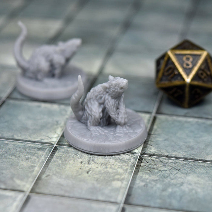 Dnd miniature set of Rats 3D Printed unpainted figures for tabletop wargaming-Miniature-Brite Minis- GriffonCo Shoppe