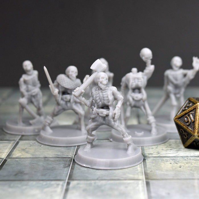 Dnd miniature set of Skeleton (6) 3D Printed unpainted figures for tabletop wargaming-Miniature-Brite Minis- GriffonCo Shoppe