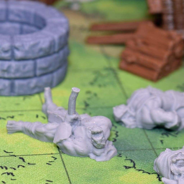 Dnd miniatures set of Dead Orcs 3D Printed unpainted figures for tabletop wargaming-Miniature-Duncan Shadow- GriffonCo Shoppe