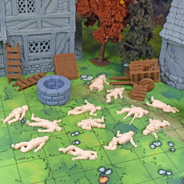 Dnd miniatures set of Dead Villagers 3D Printed unpainted figures for tabletop wargaming-Miniature-EC3D- GriffonCo Shoppe