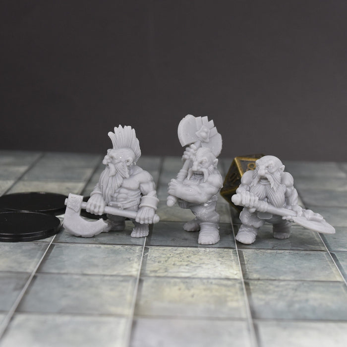 Dnd miniatures set of Dwarf Fighters 3D Printed unpainted figures for tabletop wargaming-Miniature-Duncan Shadow- GriffonCo Shoppe