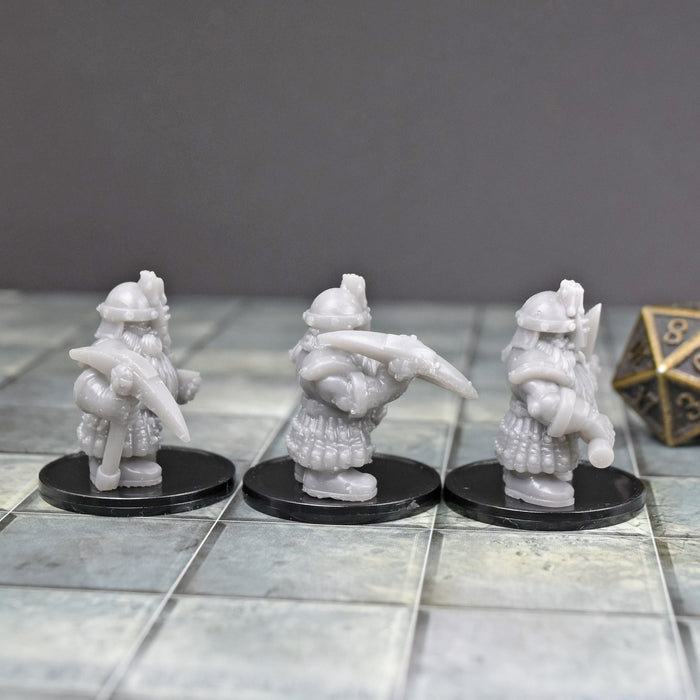 Dnd miniatures set of Dwarven Mining Company 3D Printed unpainted figures for tabletop wargaming-Miniature-Duncan Shadow- GriffonCo Shoppe