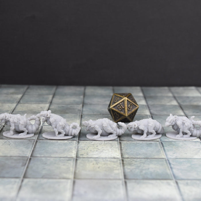 Dnd miniatures set of Giant Rats unpainted minis for tabletop wargaming-Miniature-Duncan Shadow- GriffonCo Shoppe
