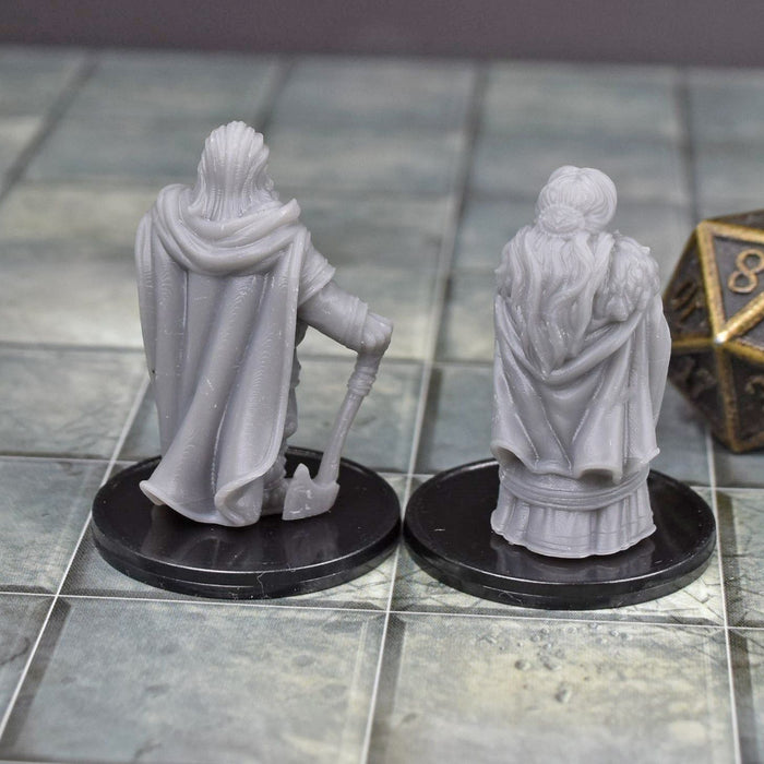 Dnd miniatures set of Grandma and Grandpa 3D Printed unpainted figures for tabletop wargaming-Miniature-Vae Victis- GriffonCo Shoppe