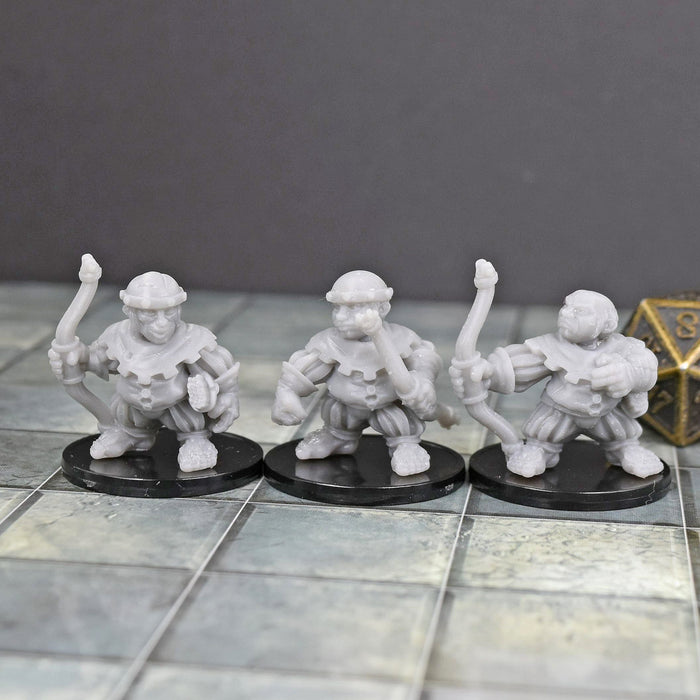 Dnd miniatures set of Male Halfling Archers unpainted minis for tabletop wargaming-Miniature-Duncan Shadow- GriffonCo Shoppe