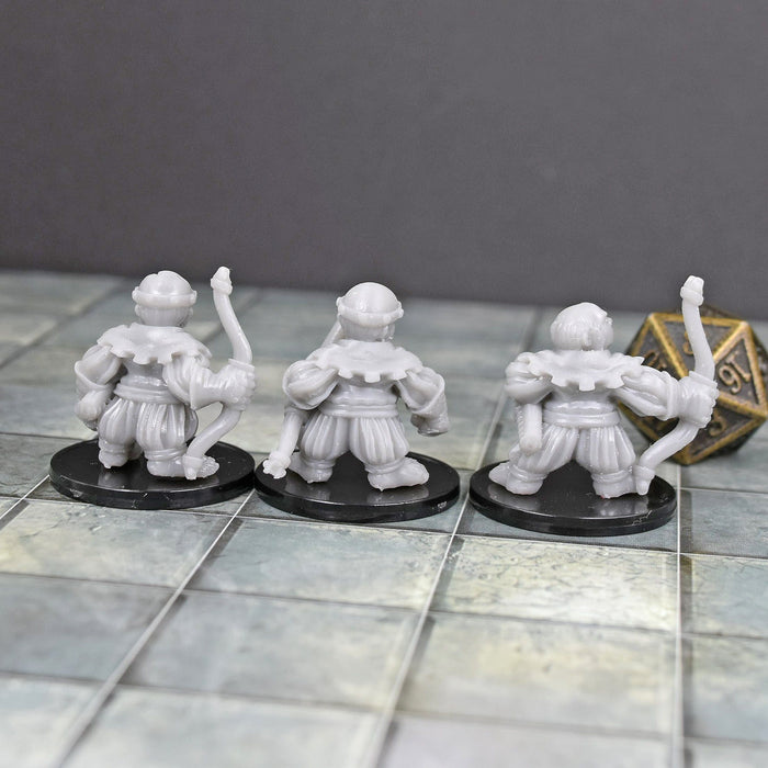 Dnd miniatures set of Male Halfling Archers unpainted minis for tabletop wargaming-Miniature-Duncan Shadow- GriffonCo Shoppe