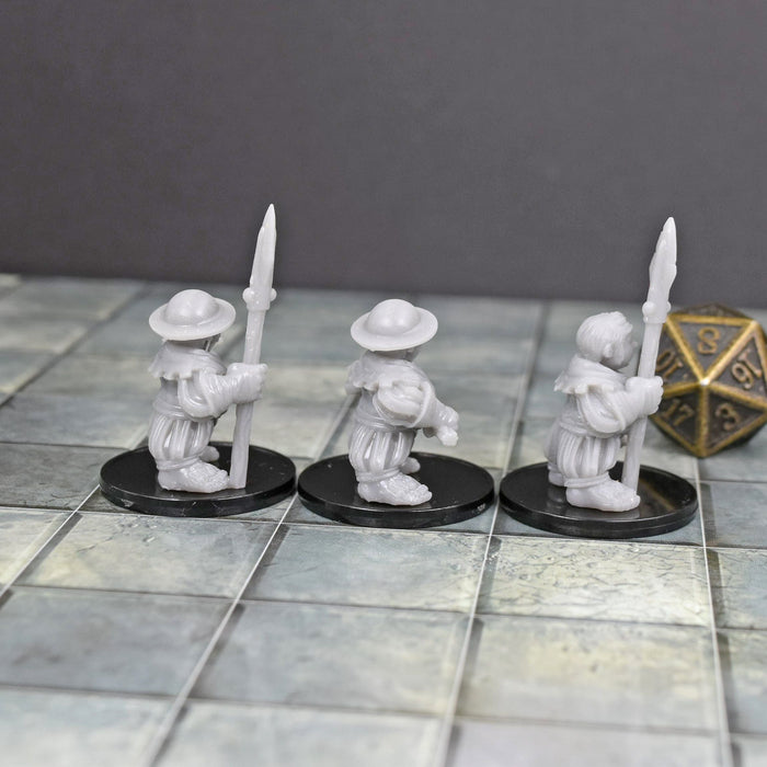Dnd miniatures set of Male Halfling Spearmen unpainted minis for tabletop wargaming-Miniature-Duncan Shadow- GriffonCo Shoppe