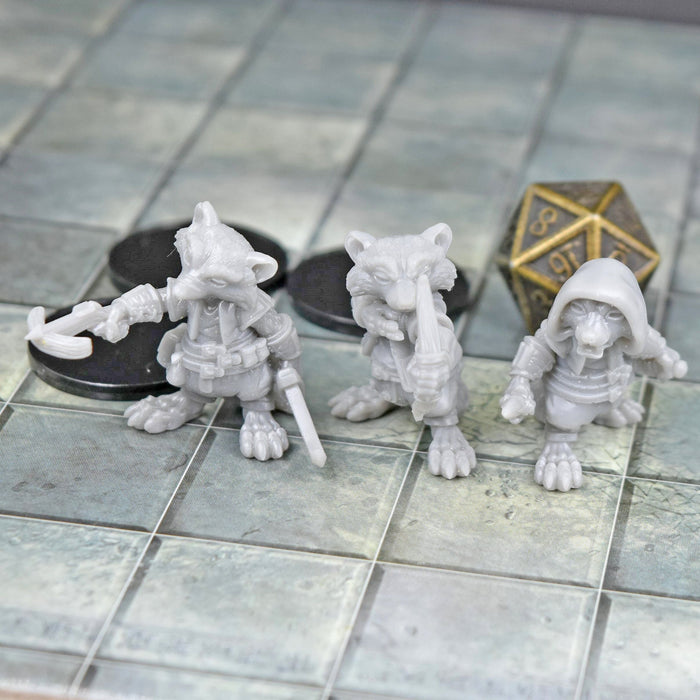 Dnd miniatures set of Racoon Rogues unpainted minis for tabletop wargaming-Miniature-Duncan Shadow- GriffonCo Shoppe