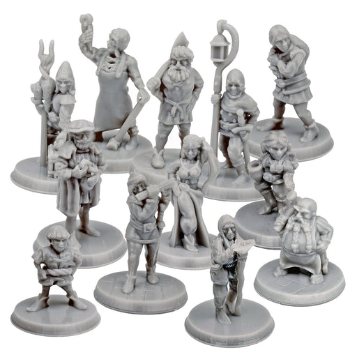 Dnd miniatures set of Villagers unpainted minis for tabletop wargaming-Miniature-Brite Minis- GriffonCo Shoppe