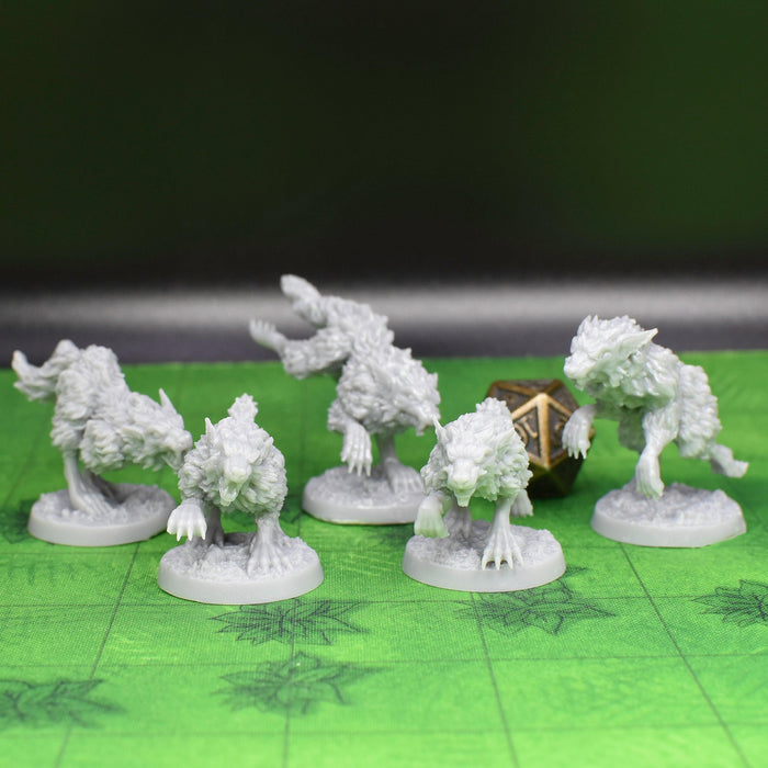 Dnd miniatures set of Wolf Packs unpainted minis for tabletop wargaming-Miniature-Lost Adventures- GriffonCo Shoppe