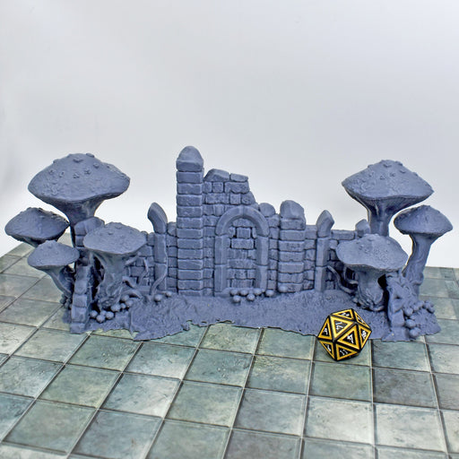 Dnd scatter terrain Mushroom Forest Wall Ruins for tabletop wargaming-Scatter Terrain-Dark Realms- GriffonCo Shoppe