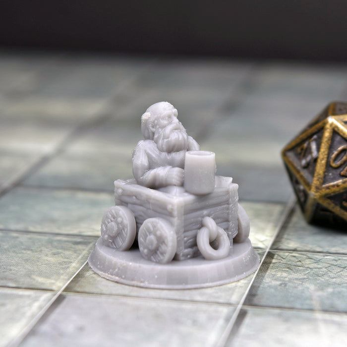 Miniature dnd figures Beggar in Cart 3D printed for tabletop wargames and miniatures-Miniature-Brite Minis- GriffonCo Shoppe