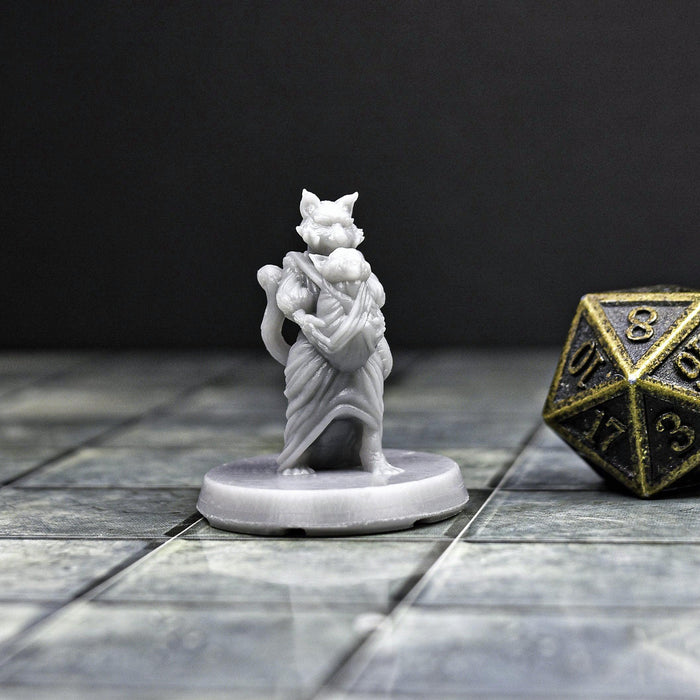 Miniature dnd figures Catfolk Mother with Baby 3D printed for tabletop wargames and miniatures-Miniature-EC3D- GriffonCo Shoppe