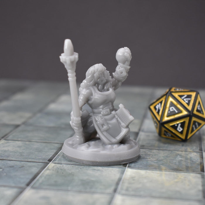 Miniature dnd figures Female Dwarf Caster 3D printed for tabletop wargames and miniatures-Miniature-Arbiter- GriffonCo Shoppe