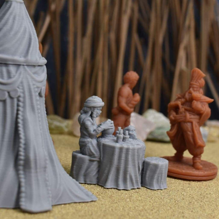 Miniature dnd figures Fortune Teller and Tent 3D printed for tabletop wargames and miniatures-Miniature-EC3D- GriffonCo Shoppe