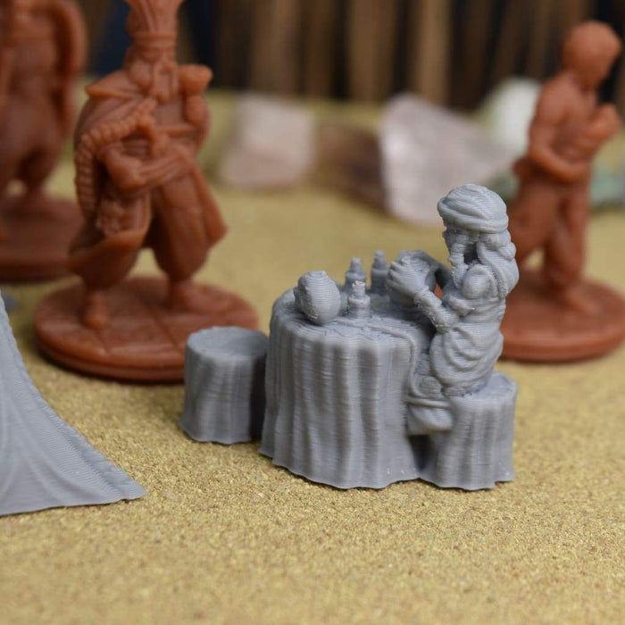 Miniature dnd figures Fortune Teller and Tent 3D printed for tabletop wargames and miniatures-Miniature-EC3D- GriffonCo Shoppe