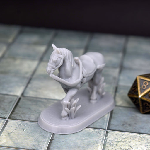 Miniature dnd figures Horse in Grass 3D printed for tabletop wargames and miniatures-Miniature-Brite Minis- GriffonCo Shoppe