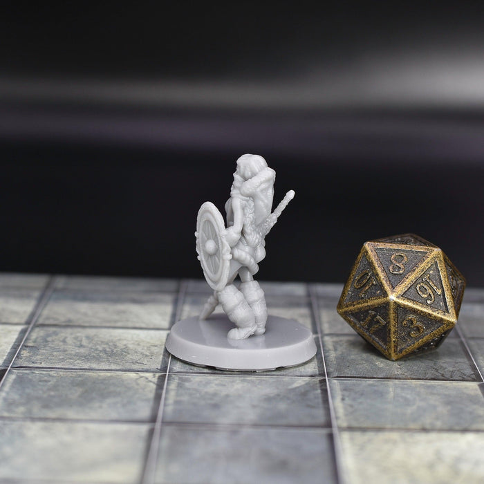 Miniature dnd figures Ice Tribe Female with Shield 3D printed for tabletop wargames and miniatures-Miniature-EC3D- GriffonCo Shoppe