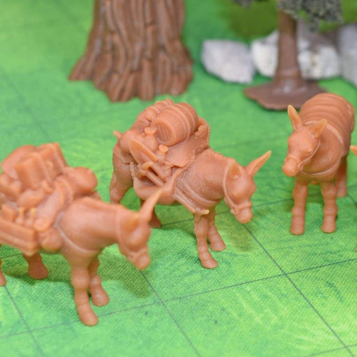 Miniature dnd figures Miner Pack Mule 3D printed for tabletop wargames and miniatures-Miniature-Black Scroll Games- GriffonCo Shoppe