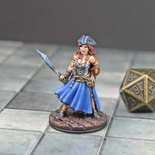 Miniature dnd figures Painted Female Pirate Captain 3D printed for tabletop wargames and miniatures-Miniature-EC3D- GriffonCo Shoppe