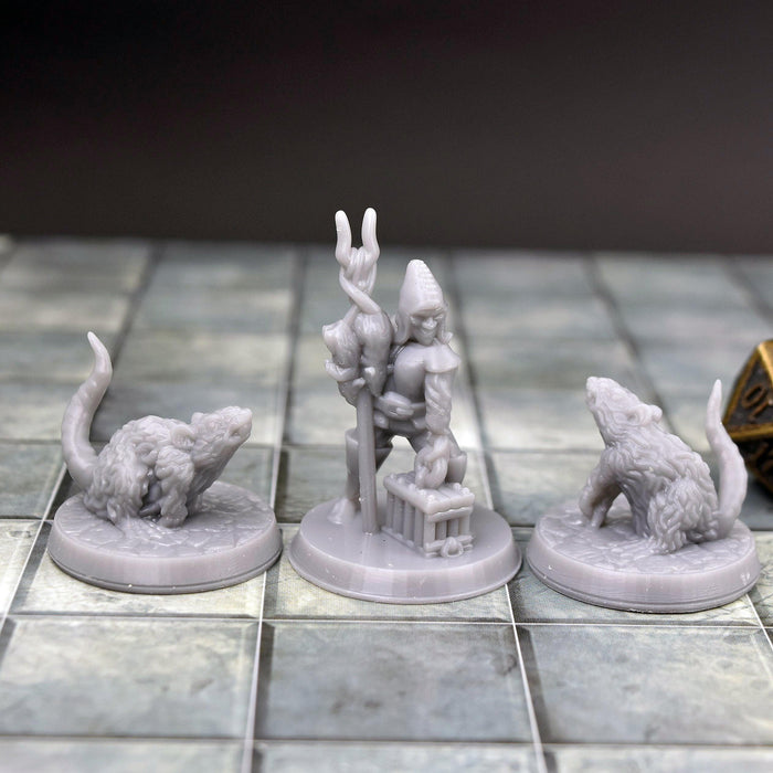 Miniature dnd figures Rat Catcher Set 3D printed for tabletop wargames and miniatures-Miniature-Brite Minis- GriffonCo Shoppe